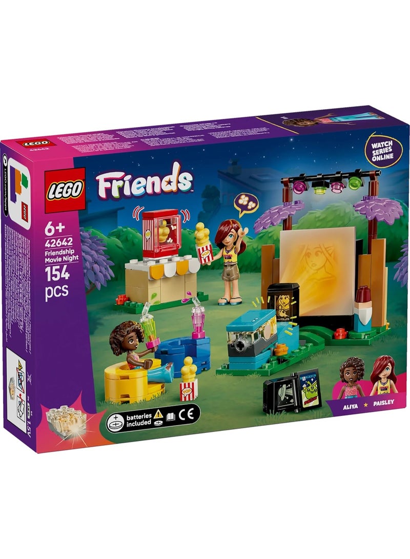 LEGO لعبة LEGO Friends لليلة فيلم الصداقة للفتيات من عمر 6 سنوات فما فوق - تشمل دميتين صغيرتين، وشاشة، وجهاز عرض ضوء - مجموعة بناء إبداعية - 42642 - Image 2